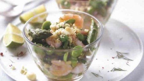 Recette Salade d'asperge crevettes et amandes avec Thermomix