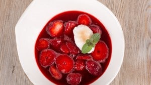 Recette Soupe fraise, rhubarbe et verveine au thermomix