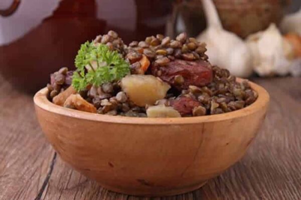 Saucisses aux lentilles et pommes de terre avec thermomix