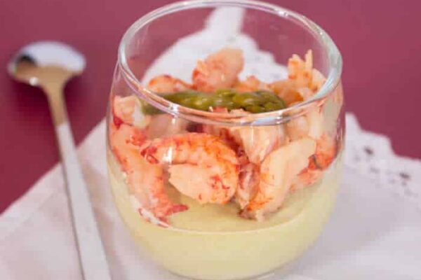 Verrine asperges vertes et crevettes au thermomix