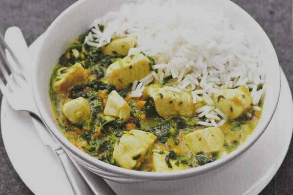 Poulet curry au épinard avec thermomix