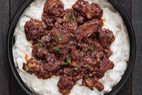 Ragoût d’agneau et purée d’aubergines au thermomix