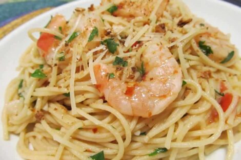 Spaghetti aux crevettes et à l'ail avec thermomix