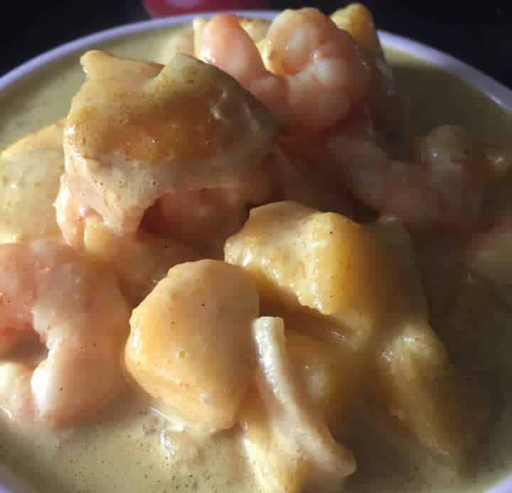 Curry de crevettes à la mangue au Cookeo
