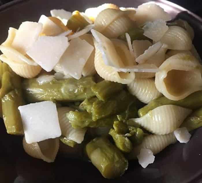 Pâtes escargot aux asperges vertes et parmesan au Cookeo