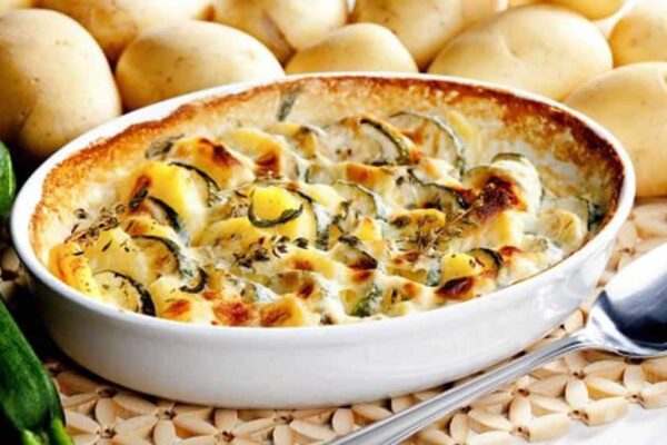 Gratin pomme de terre courgettes et saumon fumé WW