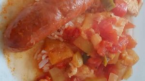 Poulet chorizo tomates poivrons courgette au cookeo