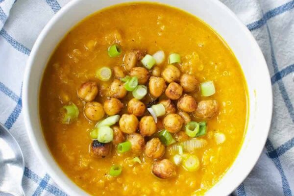Soupe potiron carotte et pois chiche