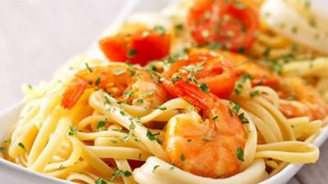 Spaghettis aux crevettes et tomates Recette WW