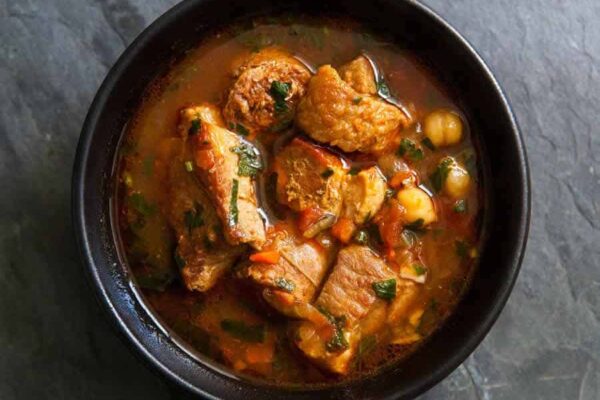 Émincés de veau en soupe de pois chiche au thermomix