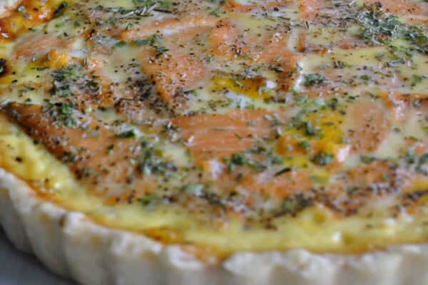 Quiche au saumon fumé et aux champignons au thermomix
