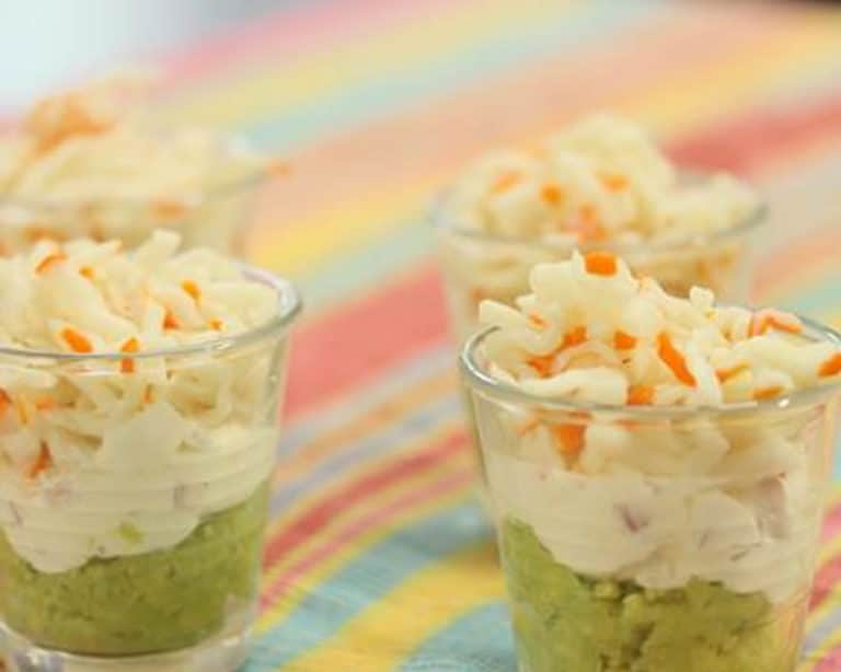 Verrines avocat et miettes de crabe au thermomix