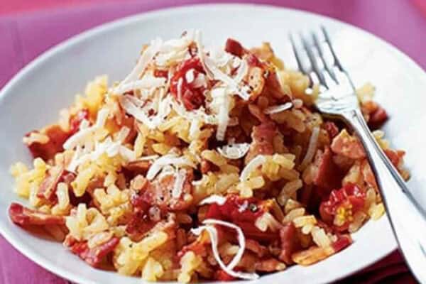 Risotto aux poireaux lardons et chorizo au thermomix