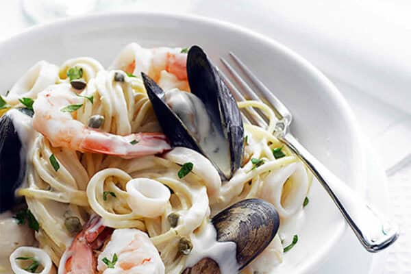 Pâtes à la crème et aux fruits de mer Recette WW