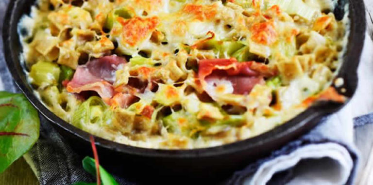 Gratin de crozets à la fondue de poireaux et Beaufort au Thermomix