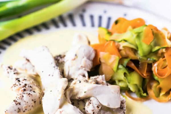 Blancs de poulet aux tagliatelles de carottes et courgettes au Thermomix