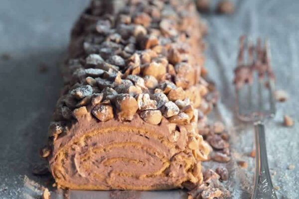 Bûche de Noël au chocolat pralinée au Thermomix