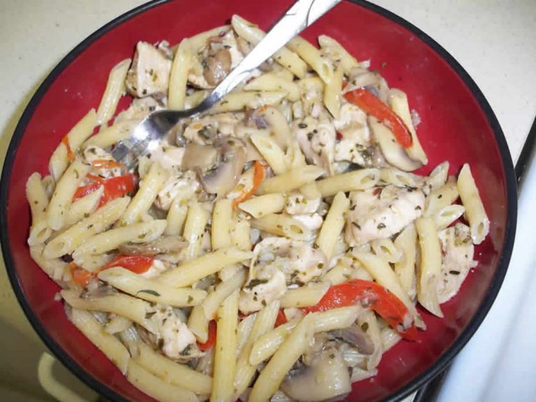 Pâtes aux poivrons et aux champignons au Thermomix