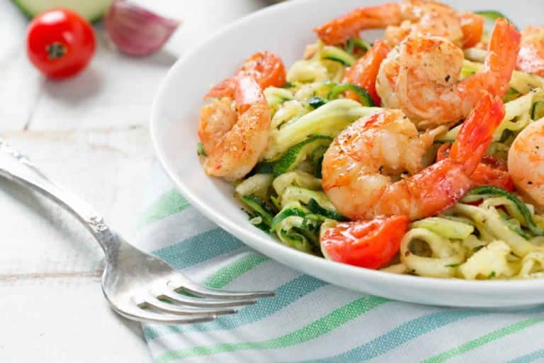Spaghetti de courgettes et crevettes minceur