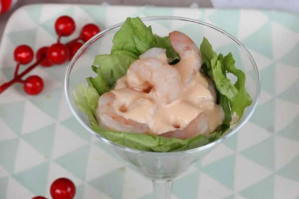 Entrée de Noël : Cocktail de crevettes, très savoureux et délicieux