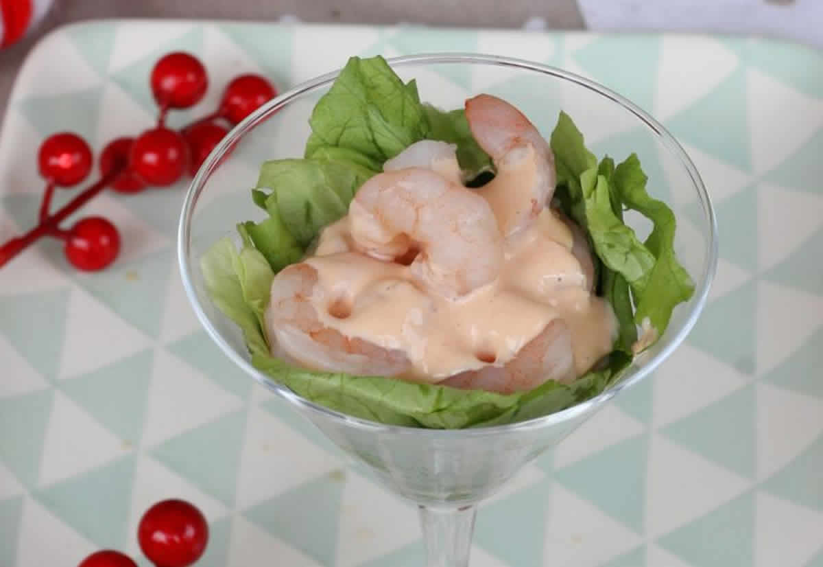 Entrée de Noël : Cocktail de crevettes, très savoureux et délicieux