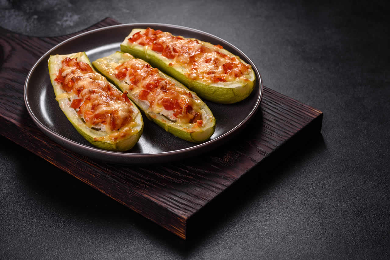 Un plat délicieux et succulent : Courgettes farcies à la viande hachée et aux tomates