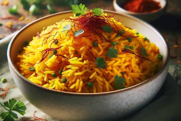 Riz frit au safran - Un Chef-d'œuvre Coloré et Savoureux
