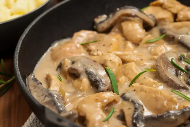 Poulet à la crème et aux champignons
