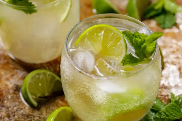 Moscow Mule dans un verre avec citron vert et menthe fraîche